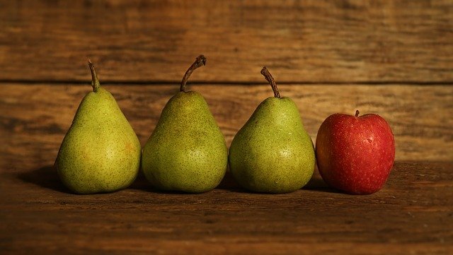 Pears and an apple, representing consistency. Little Bird Creative blog content.