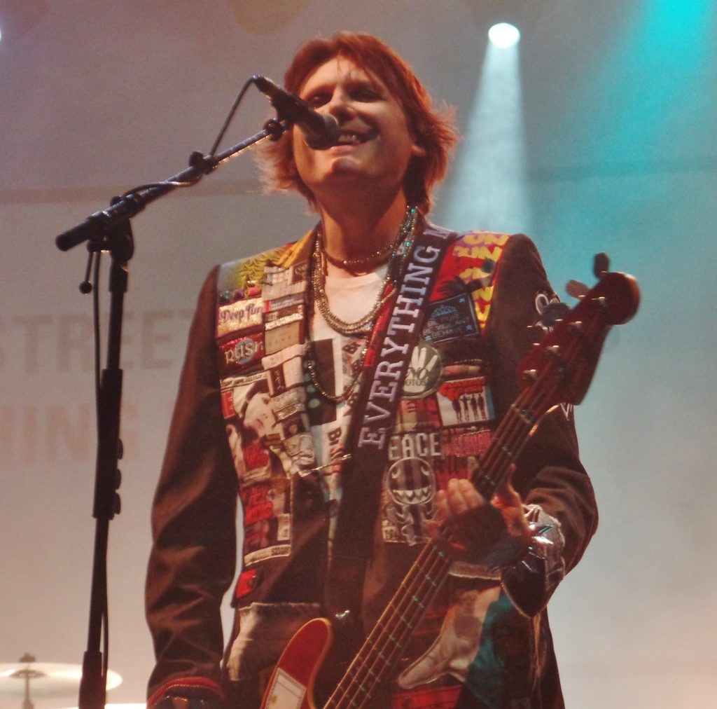 Nicky Wire from the Manic Street Preachers, photographed om stage at The Eden Project in Cornwall.