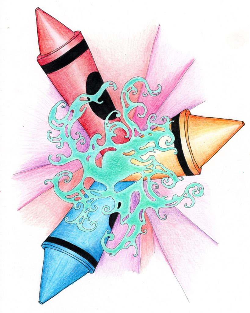 Crayon drawing, example of creative design work by Little Bird Creative