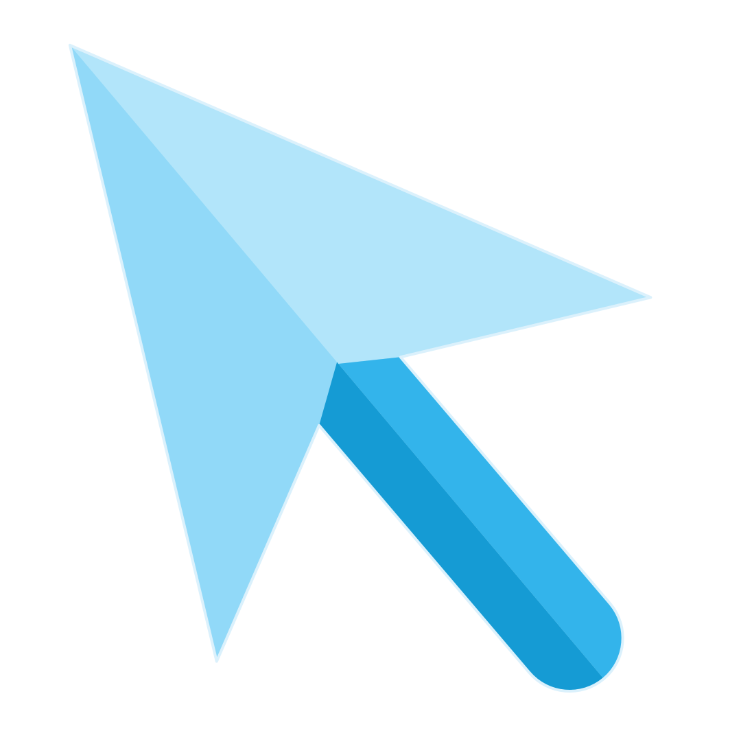 Illustration of a blue arrow-shaped mouse cursor