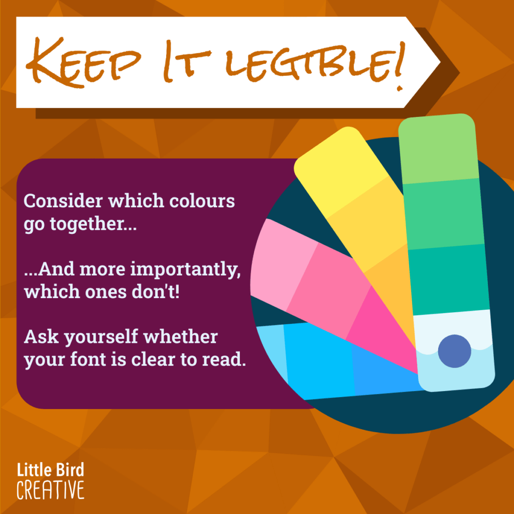 Tips for using colours and fonts in graphic design, from Little Bird Creative