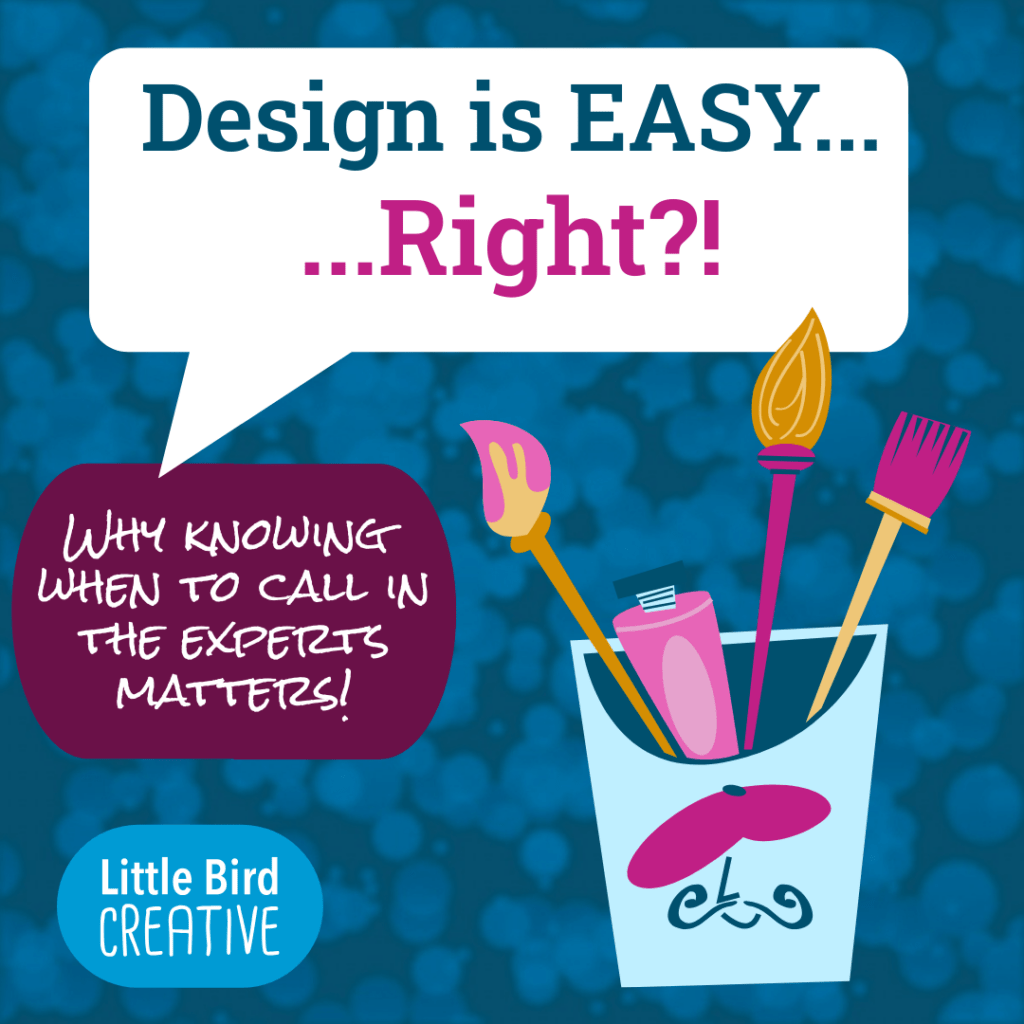Illustration of paintbrushes in a cup for the blog post Graphic Design is Easy Right?