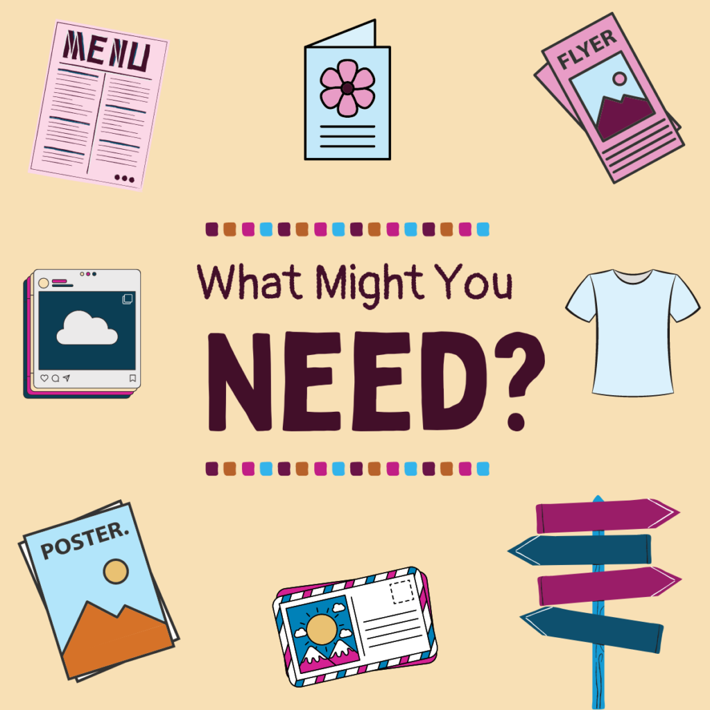 Decorative image of items you may need when planning a Summer event. Text reads "what do you need?"