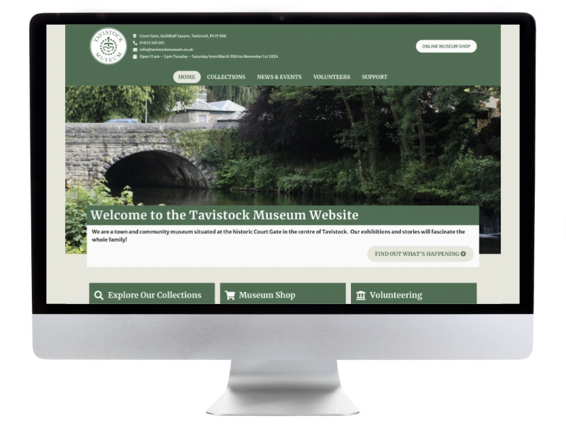Web design for Tavistock Museum by Little Bird Creative Design Studio