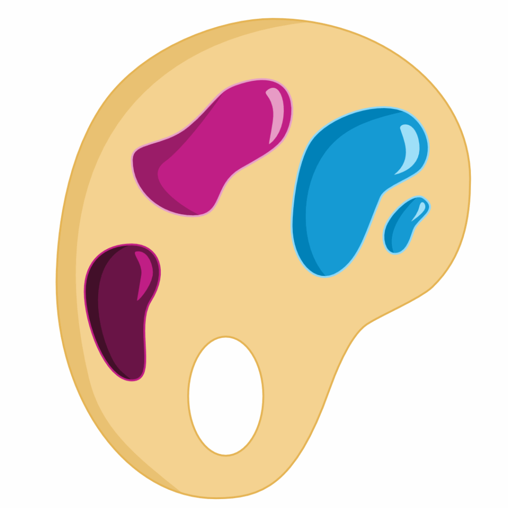 A paint palette, illustrated by Little Bird Creative