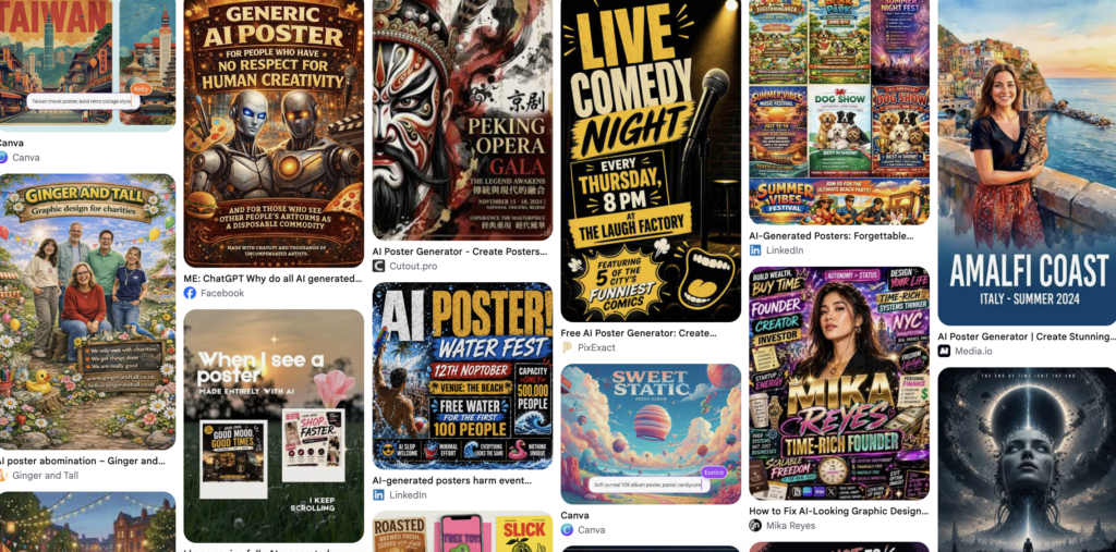 A selection of AI generated posters